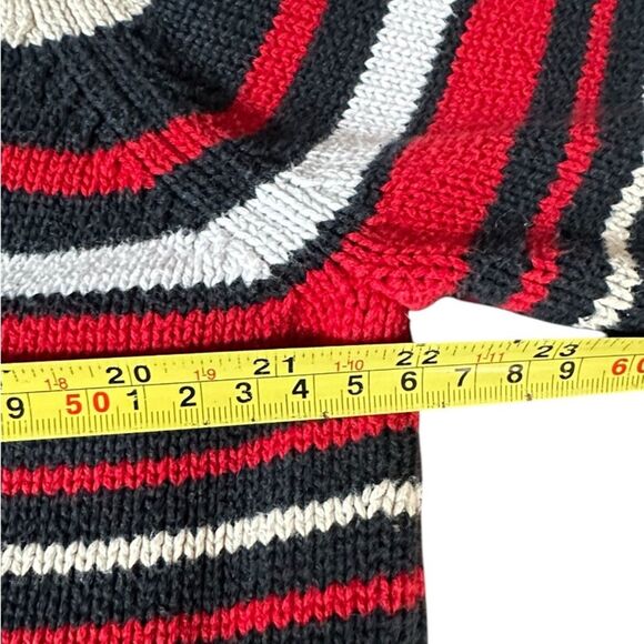 St. Johns Bay Womens Pullover Striped Sweater 100% Cotton V Neck Navy Red XL - Picture 4 of 7